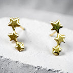 10K Gold 3-Stars Stud Earrings