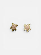 10K Gold Pink Turtle Stud Earrings