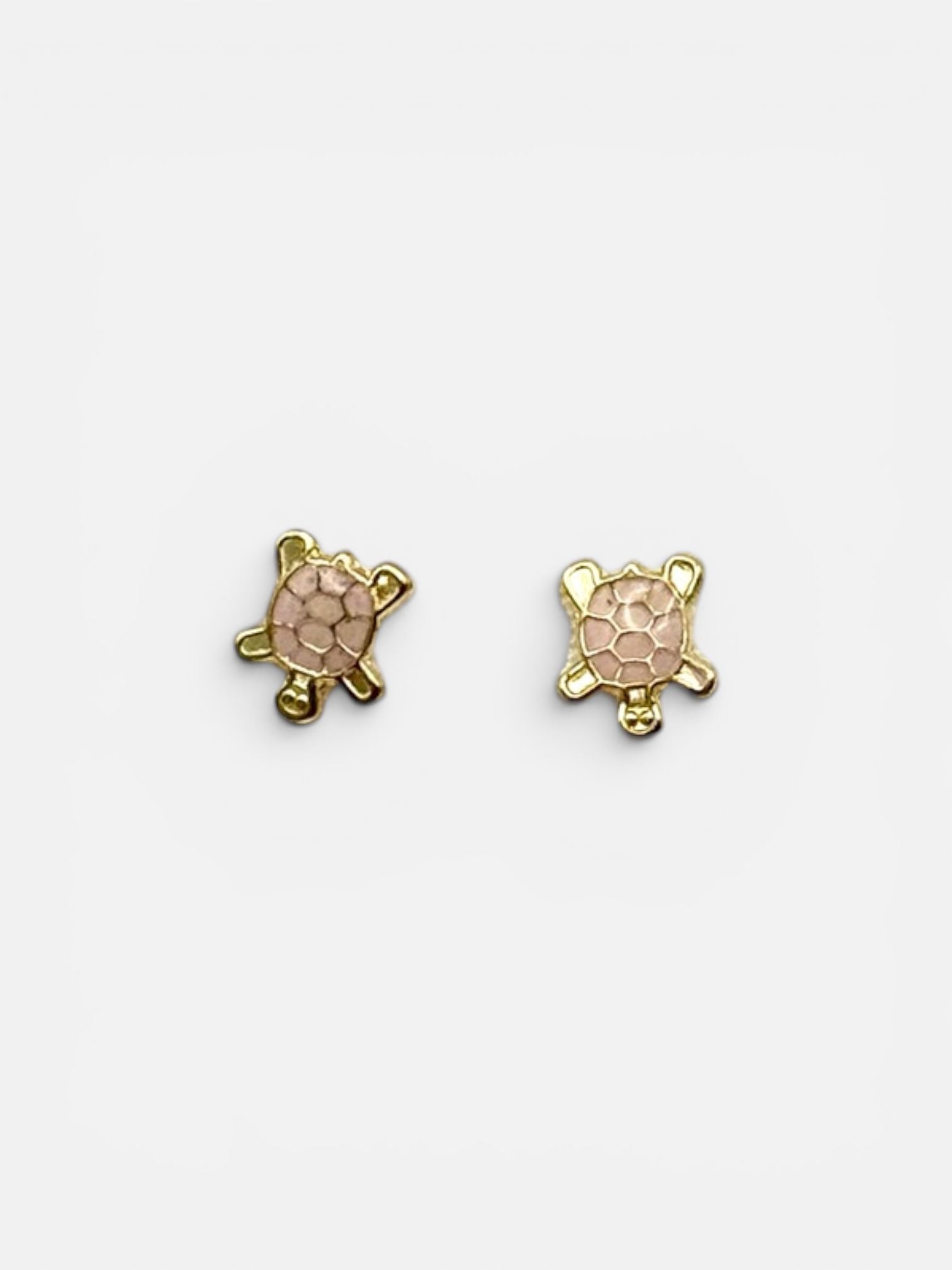 10K Gold Pink Turtle Stud Earrings