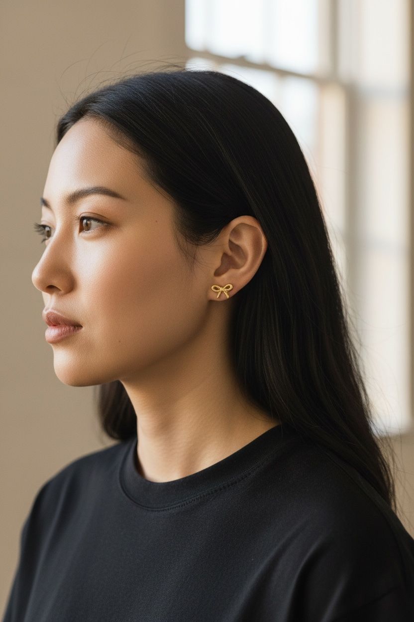 10K Gold Bow Stud Earrings