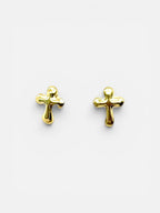 10K Gold Bubble Cross Stud Earring