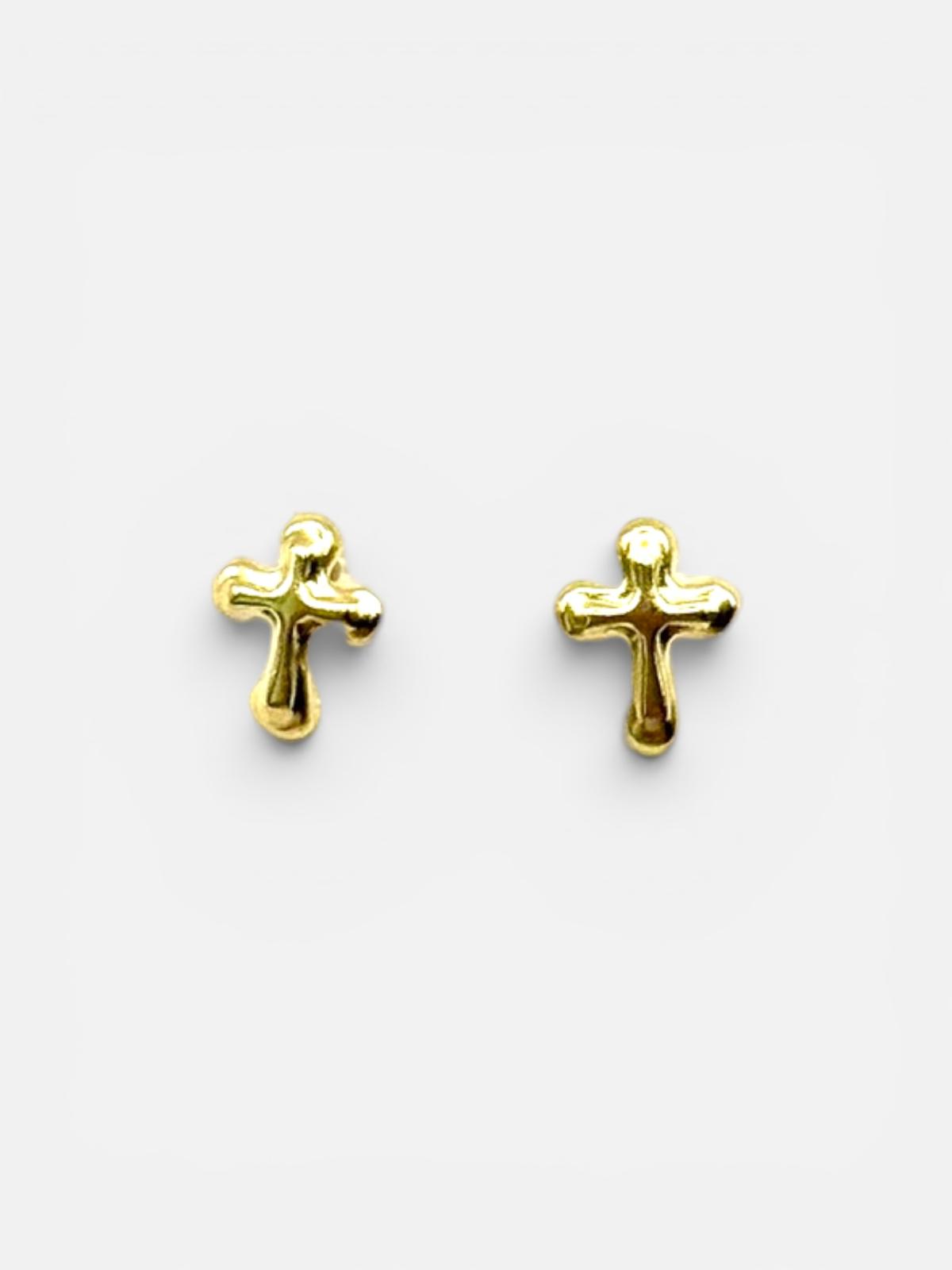 10K Gold Bubble Cross Stud Earring