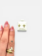 10K Gold Bubble Cross Stud Earring
