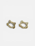 10K Gold Cat Zirconia Stud Earrings