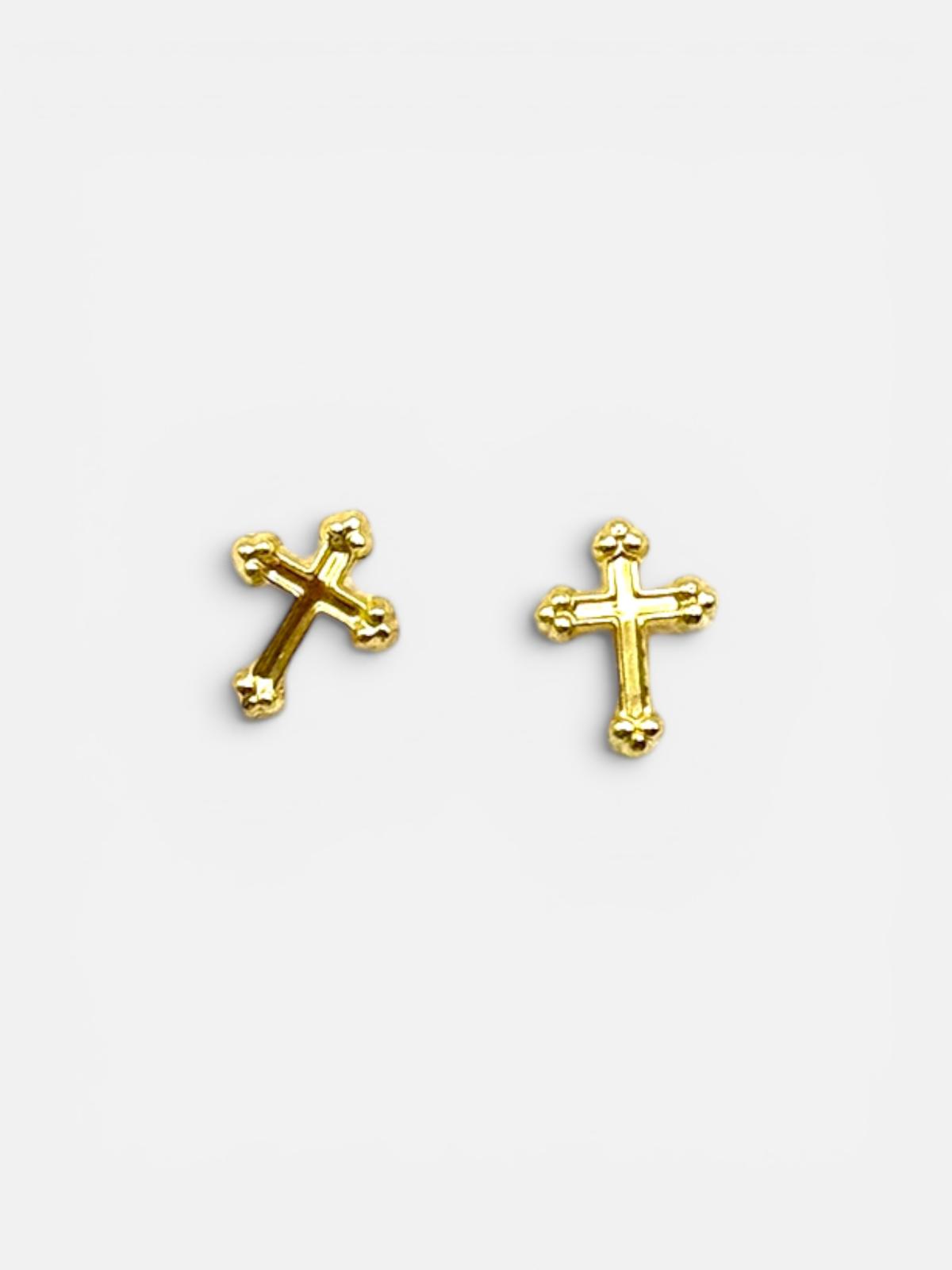 10K Gold Cross Stud Earrings