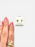 10K Gold Cross Stud Earrings