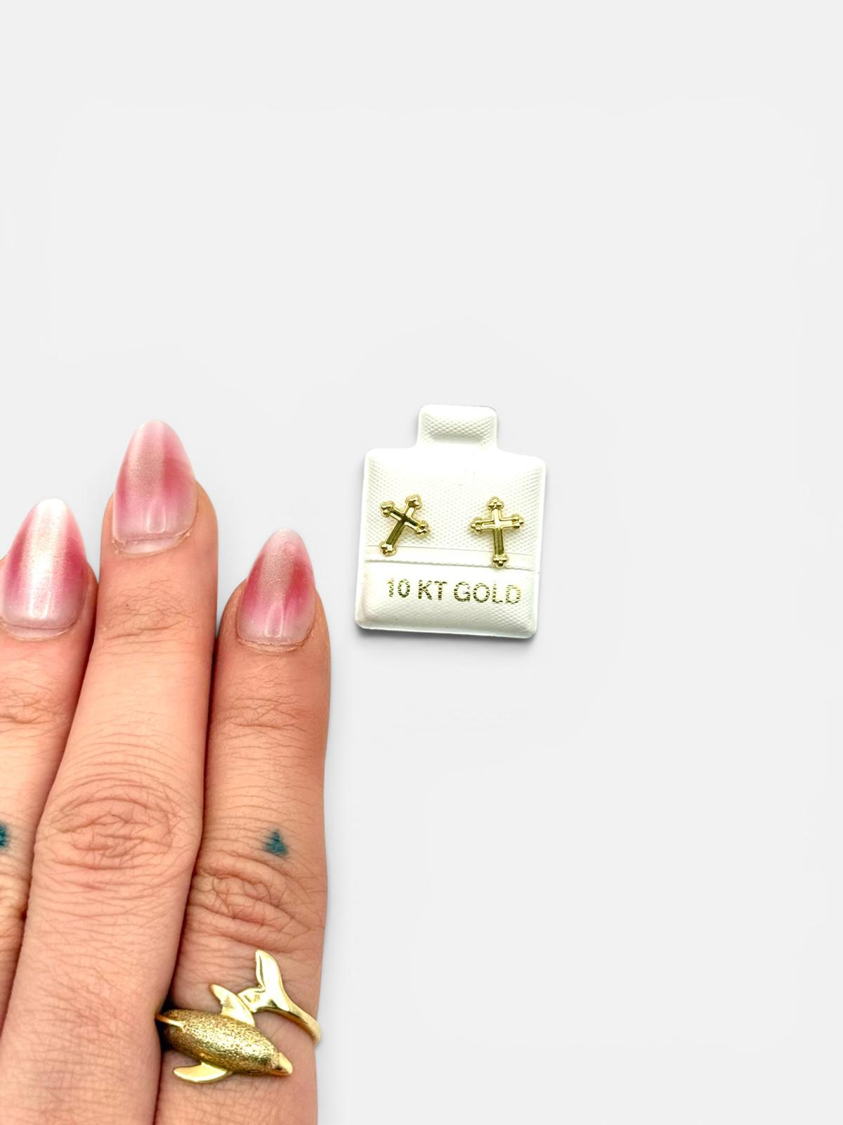 10K Gold Cross Stud Earrings