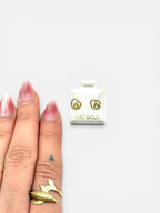 10K Gold Double Heart Stud Earrings