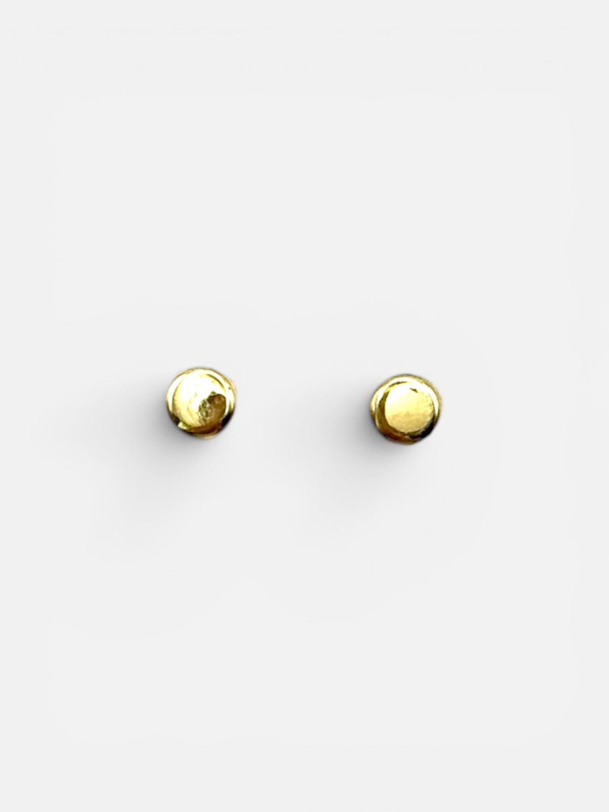 10K Gold Flat Circle Stud Earrings