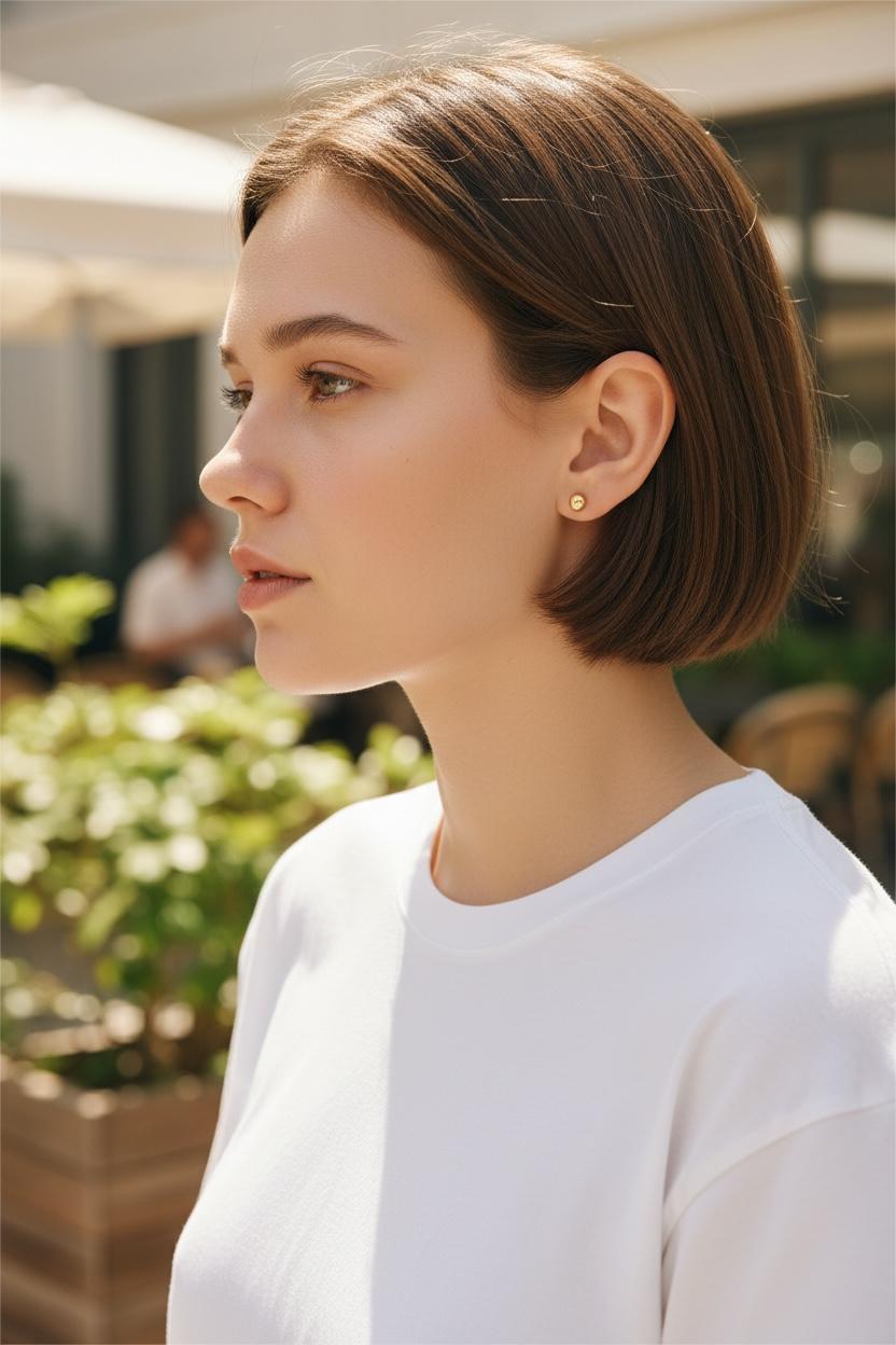 10K Gold Flat Circle Stud Earrings