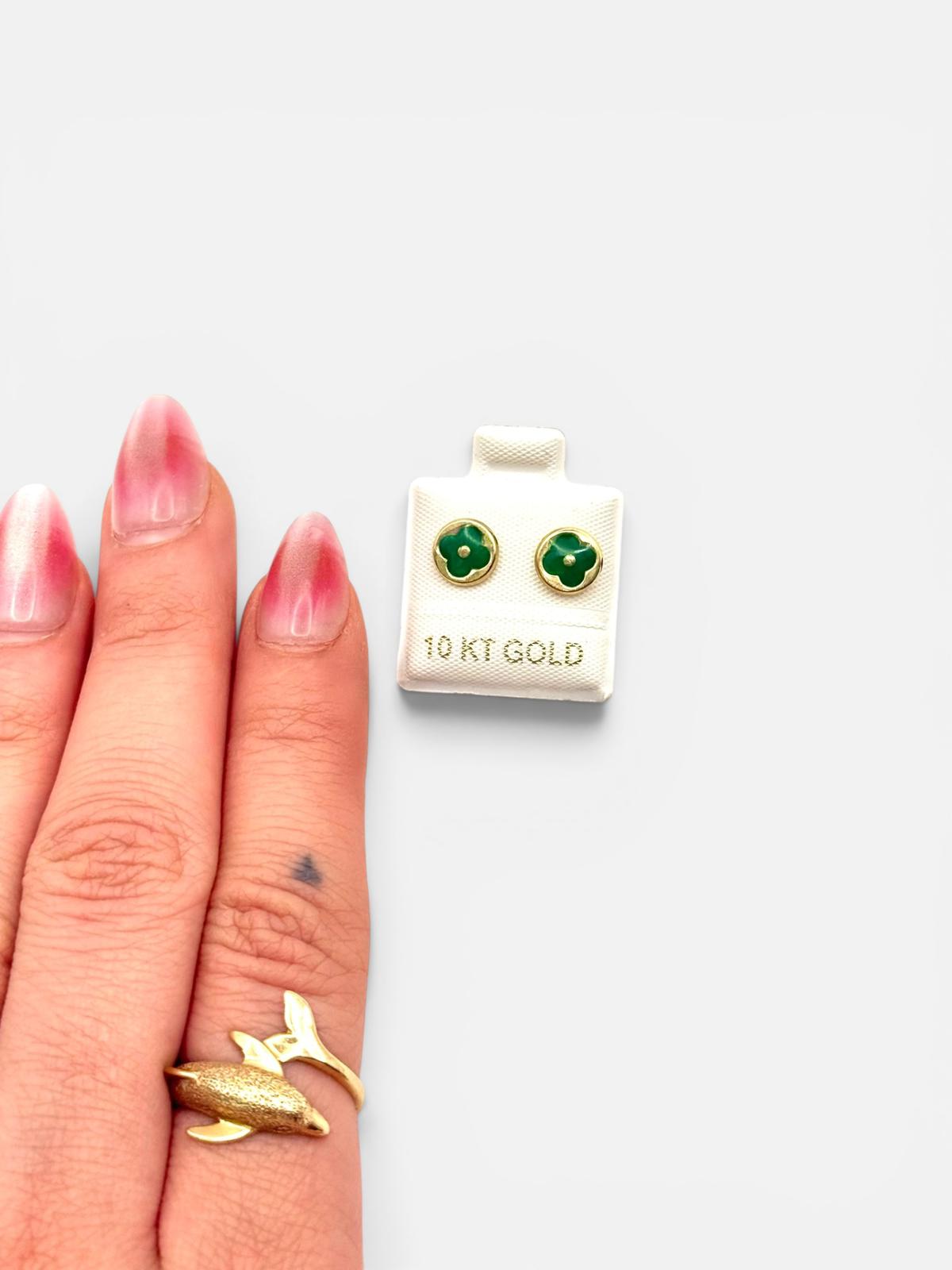 10K Gold Flower Stud Earrings
