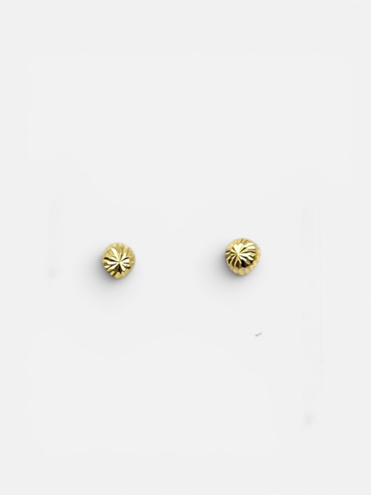 10K Gold Half Sphere Diamond Cut Stud Earrings