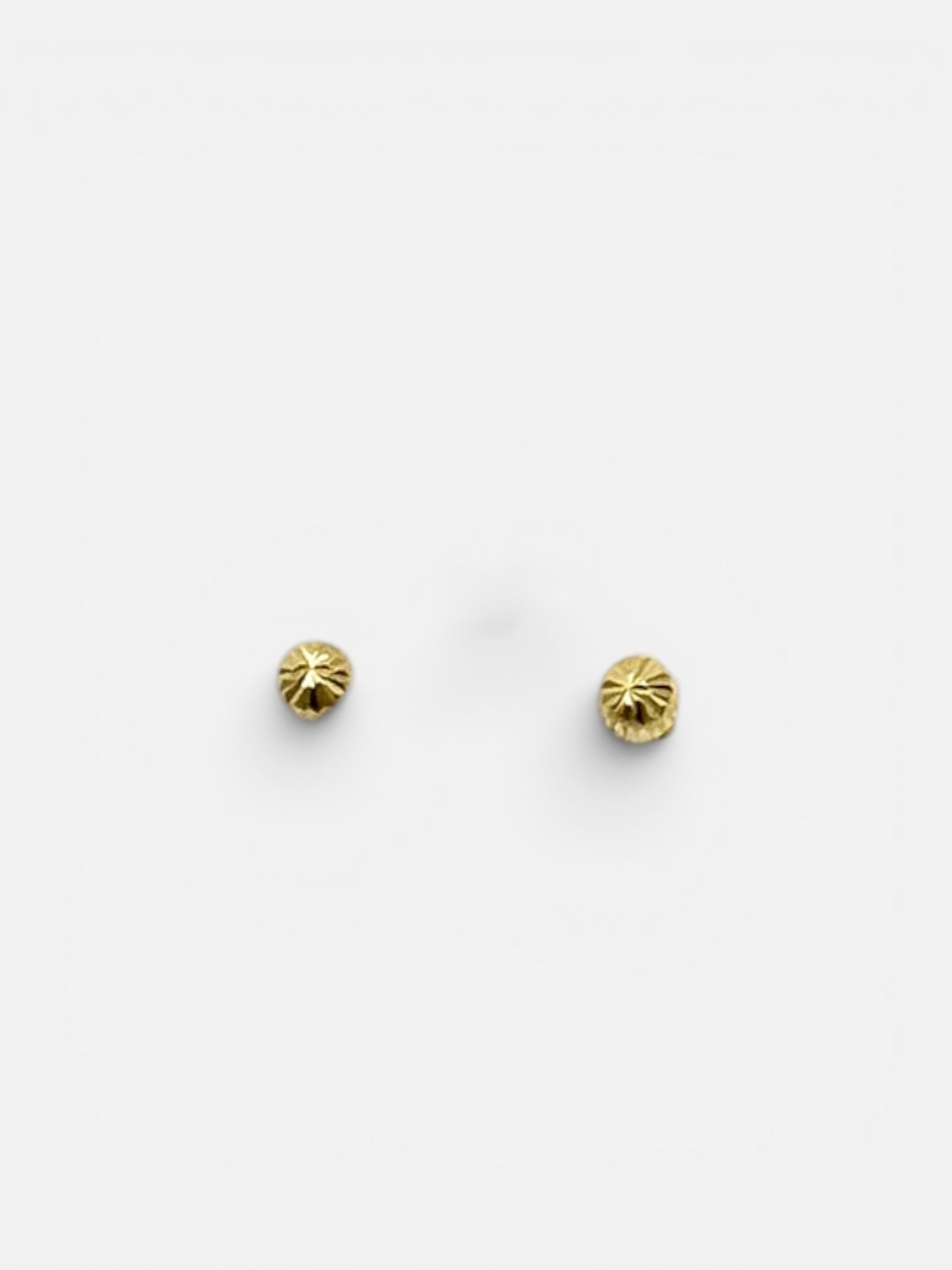 10K Gold Half Sphere Diamond Cut Stud Earrings