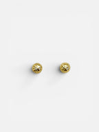 10K Gold Half Sphere Diamond Cut Stud Earrings