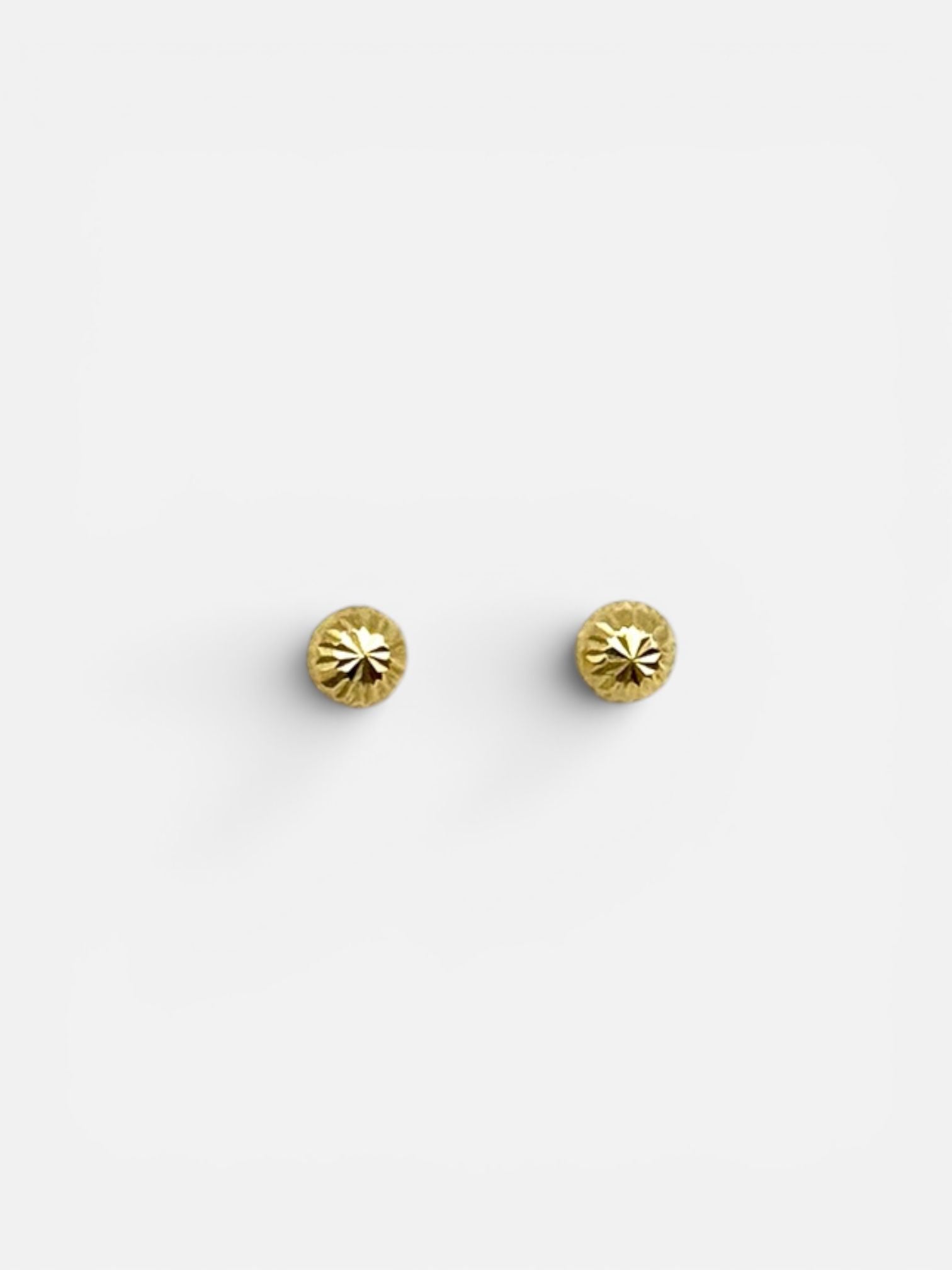 10K Gold Half Sphere Diamond Cut Stud Earrings