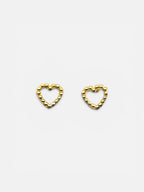 10K Gold Heart Beaded Stud Earrings