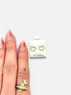 10K Gold Heart Beaded Stud Earrings