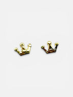 10K Gold Heart-Crown Stud Earrings