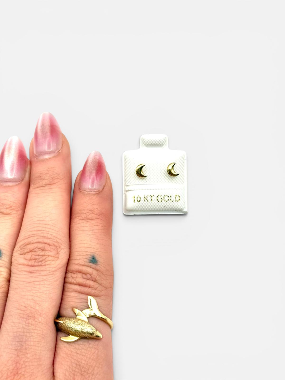 10K Gold Moon Stud Earrings