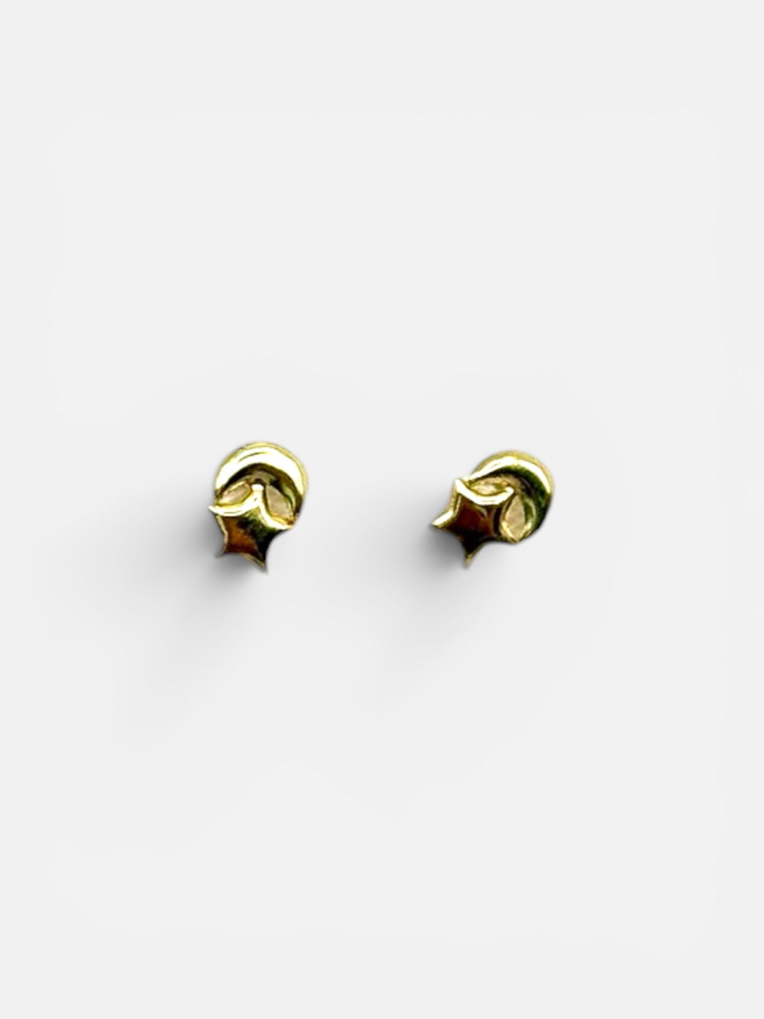 10K Gold Star-Moon Stud Earrings