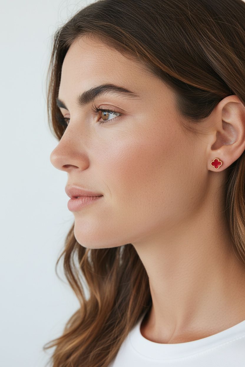 10K Gold Clover Stud Earrings