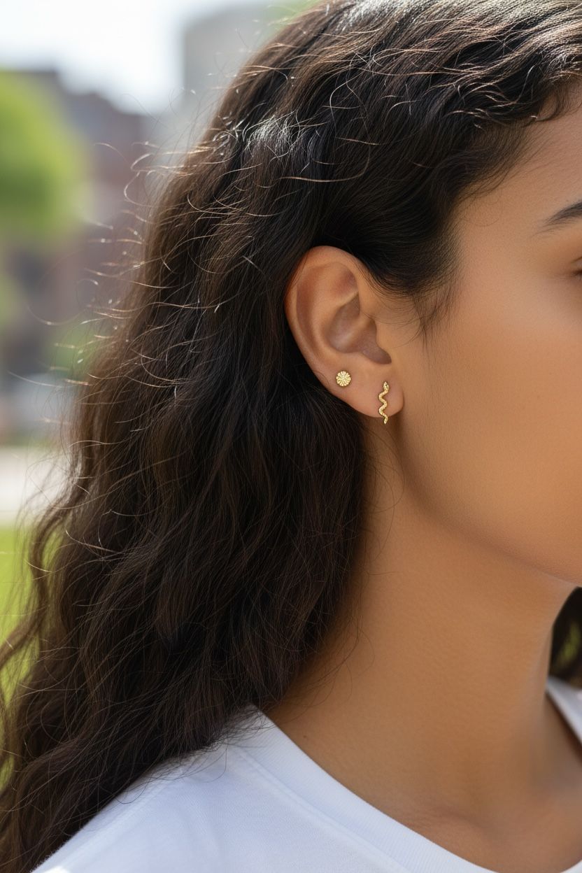 10K Gold Snake Stud Earrings