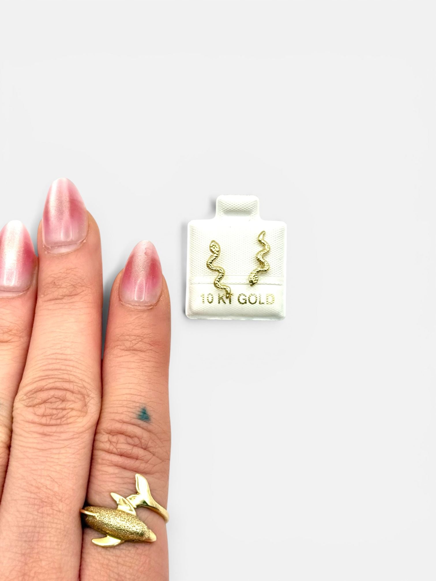 10K Gold Snake Stud Earrings