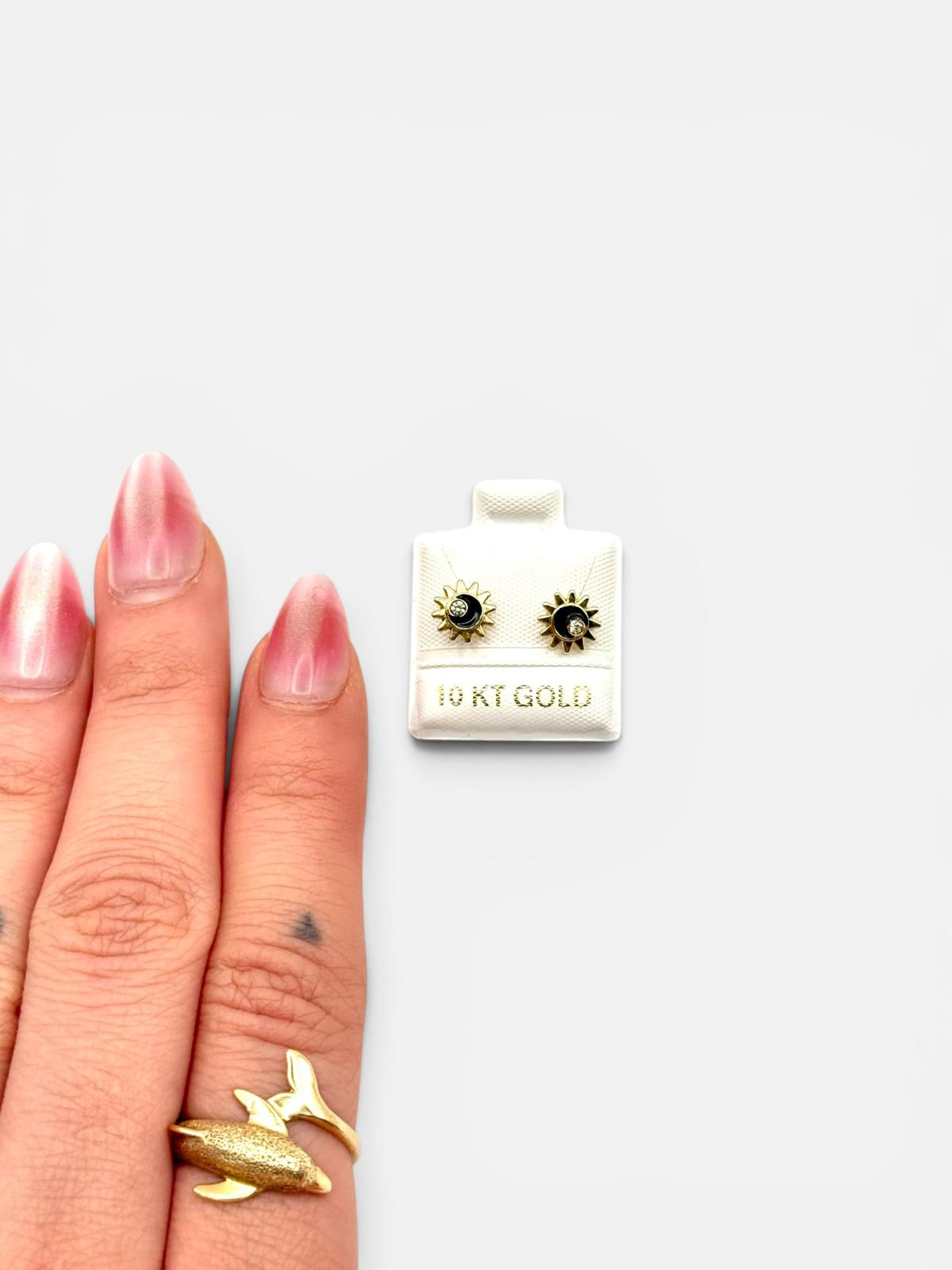 10K Gold Sun Stud Earrings