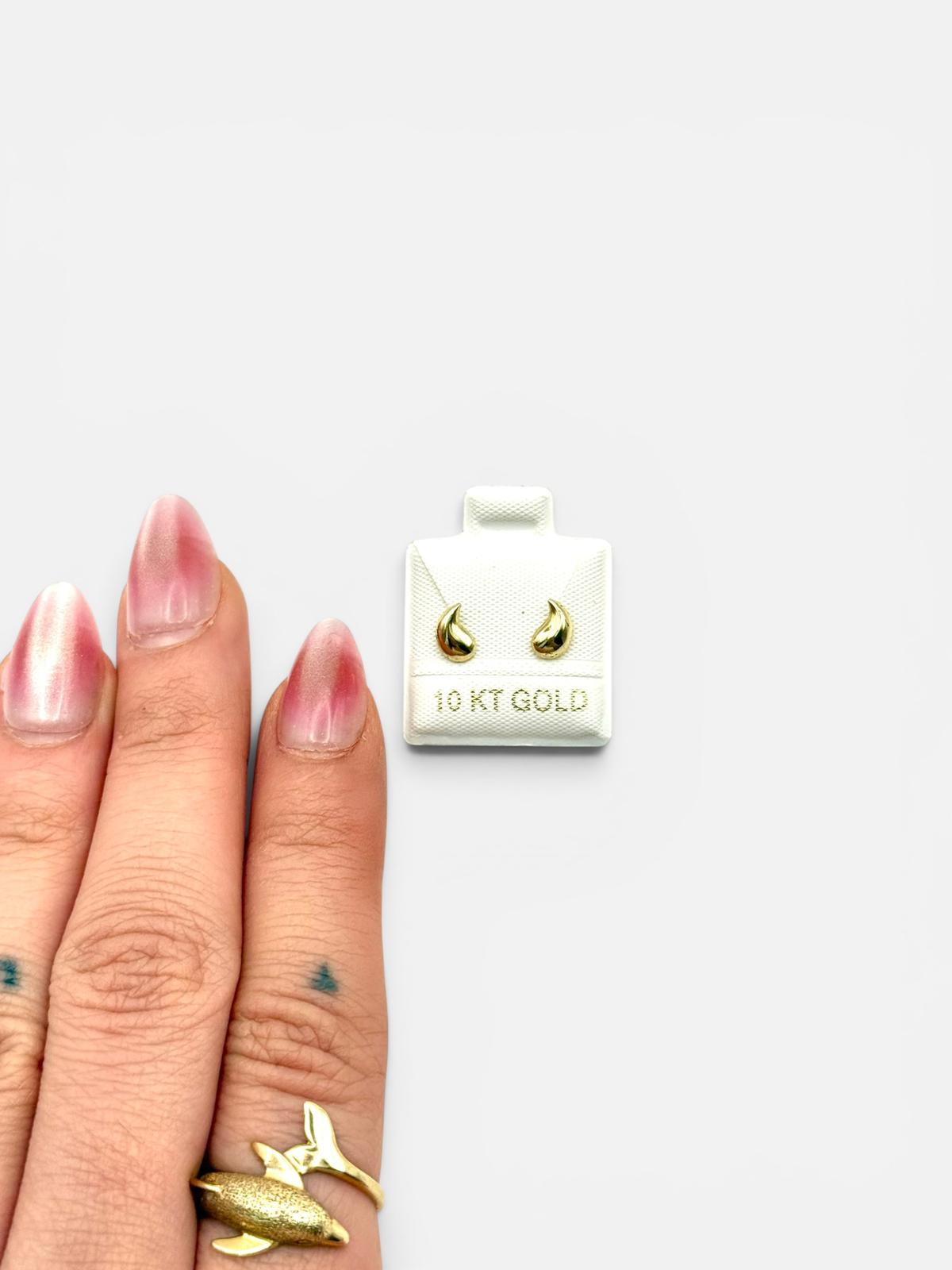 10K Gold Water Drop Stud Earrings