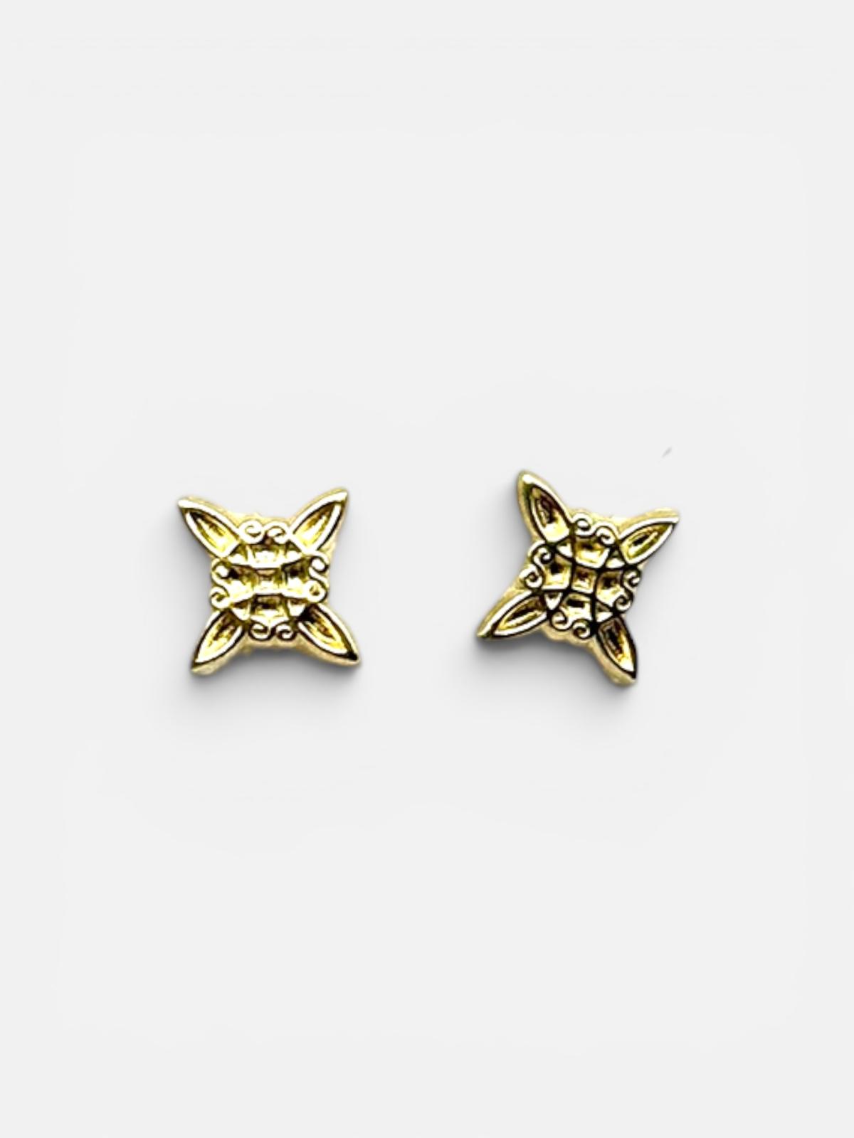 10K Gold Knot Witches Stud Earrings